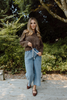 Drawstring Washed Wide Leg Pant - Denim