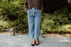 Drawstring Washed Wide Leg Pant - Denim