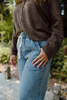 Drawstring Washed Wide Leg Pant - Denim