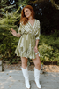 Dolman Sleeve Dress - Green/White