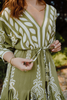 Dolman Sleeve Dress - Green/White