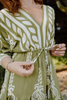Dolman Sleeve Dress - Green/White