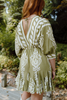 Dolman Sleeve Dress - Green/White