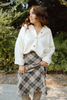 Plaid Print Mini Skirt - Green/Brown
