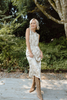 Floral Satin Sleeve Midi Dress - Olive