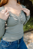 Lace Trim Henley - Olive