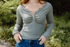 Lace Trim Henley - Olive