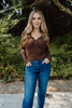 Lace Trim Henley - Brown