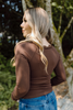 Lace Trim Henley - Brown