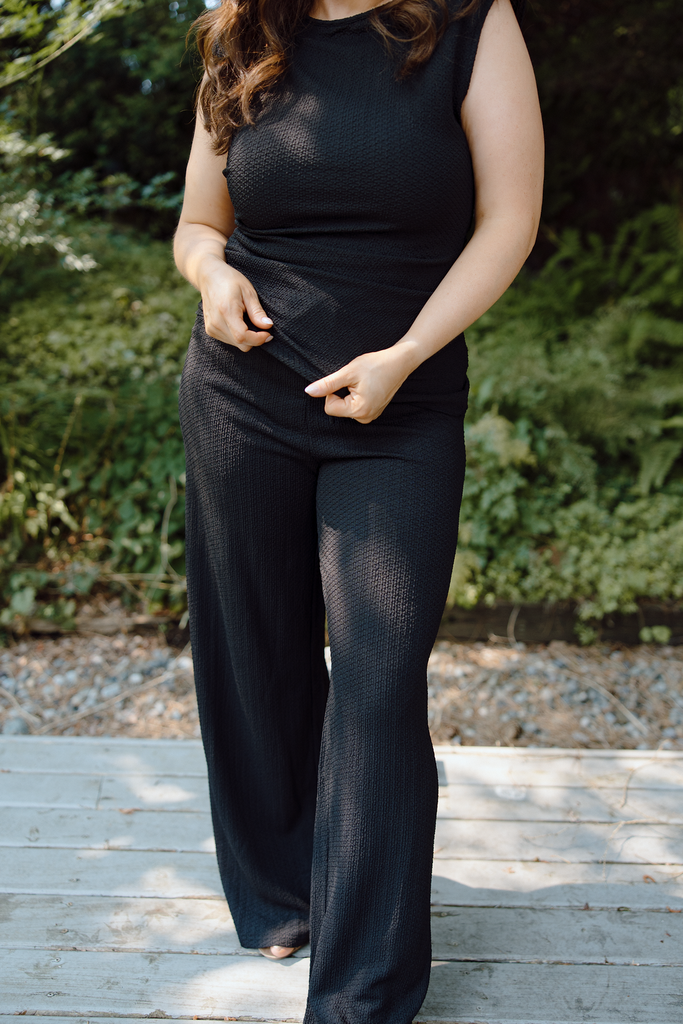 Casual Top & Pant Set - Black
