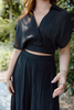 Drape Top with Flowy Pant Set - Black