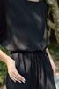 Top & Flowy Pant Casual Set - Black