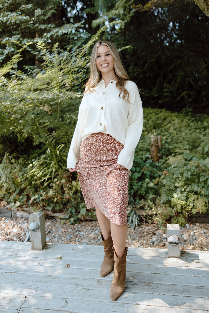 Floral Midi Skirt - Rust