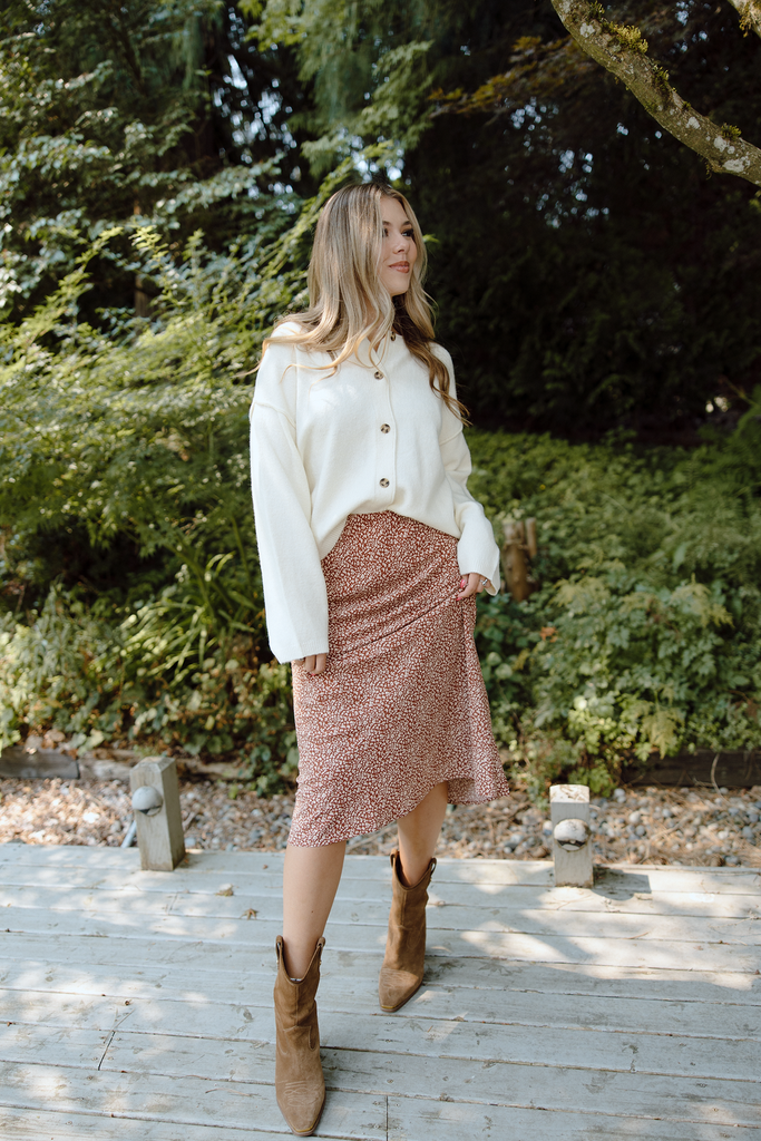 Floral Midi Skirt - Rust