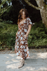 Floral Puff Sleeve Midi - Chocolate