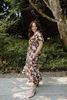 Floral Puff Sleeve Midi - Chocolate