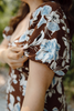 Floral Puff Sleeve Midi - Chocolate