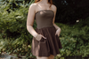 Strapless Mixed Material Dress - Brown