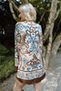Border Print Shift Dress - Brown/Blue