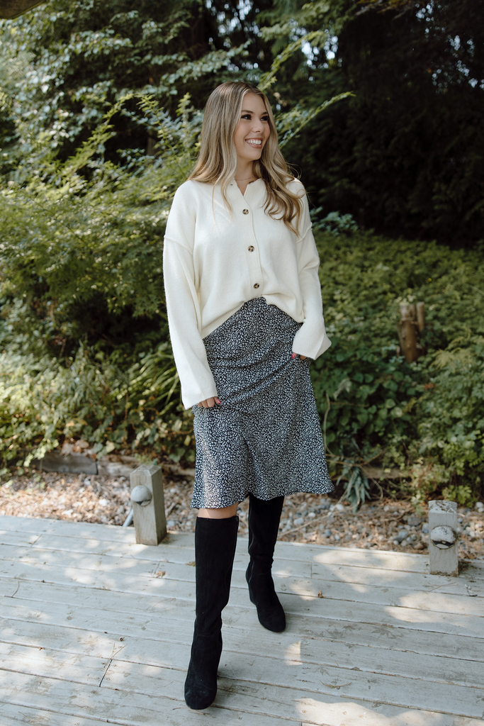 Floral Midi Skirt - Black