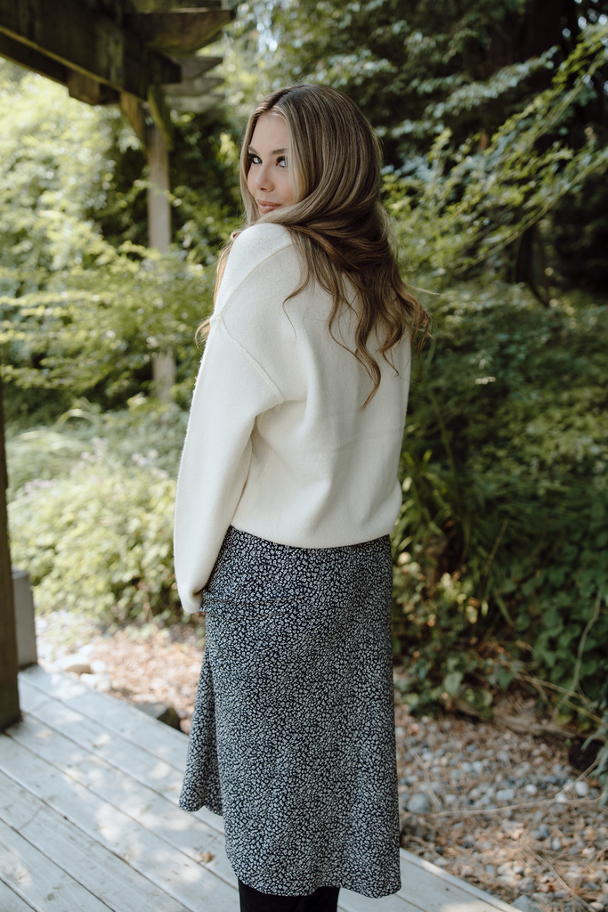 Floral Midi Skirt - Black