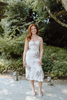 Fall Floral Front Tie Dress - Champagne