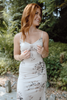 Fall Floral Front Tie Dress - Champagne