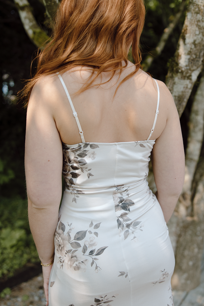 Fall Floral Front Tie Dress - Champagne