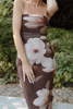 Floral Strapless Maxi - Brown