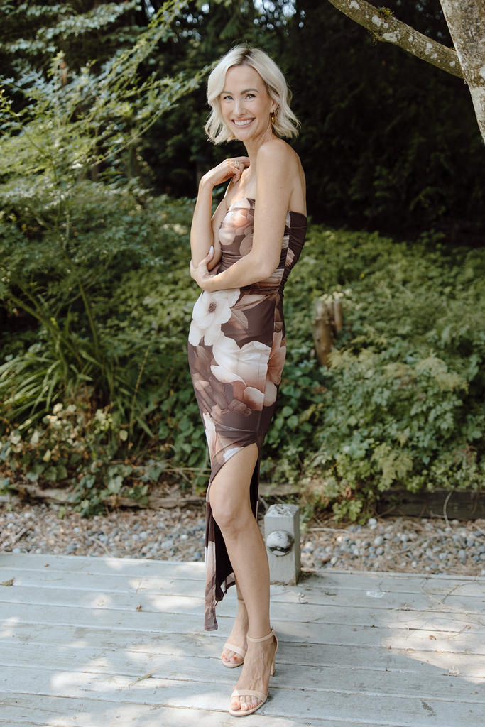 Floral Strapless Maxi - Brown