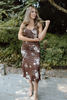 Fall Floral Front Tie Dress - Brown