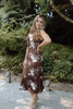 Fall Floral Front Tie Dress - Brown