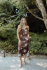 Fall Floral Front Tie Dress - Brown