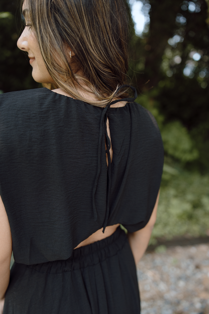 Bubble Top & Midi Skirt Set - Black