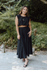 Bubble Top & Midi Skirt Set - Black