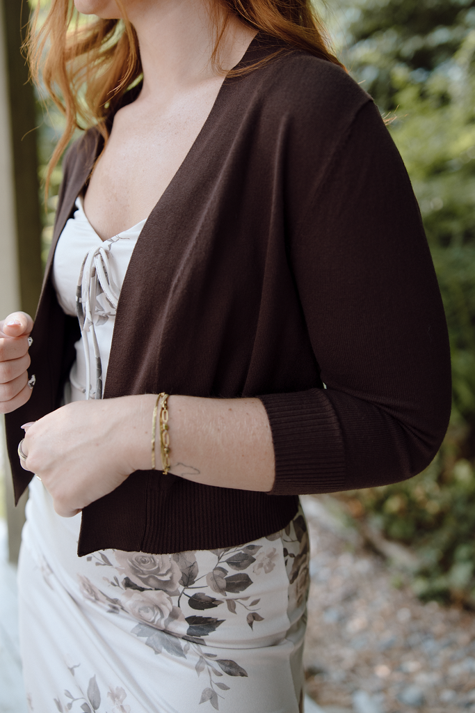 Open Bolero Cardigan - Brown
