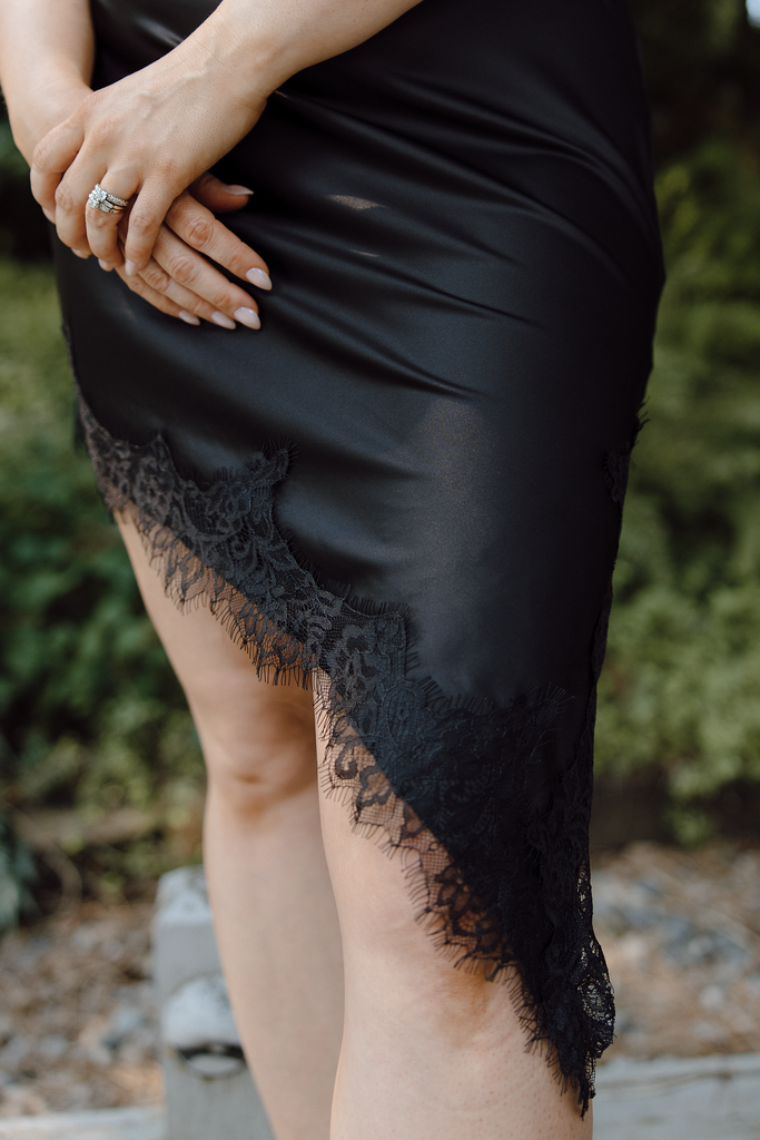Asymmetrical Black Lace Dress