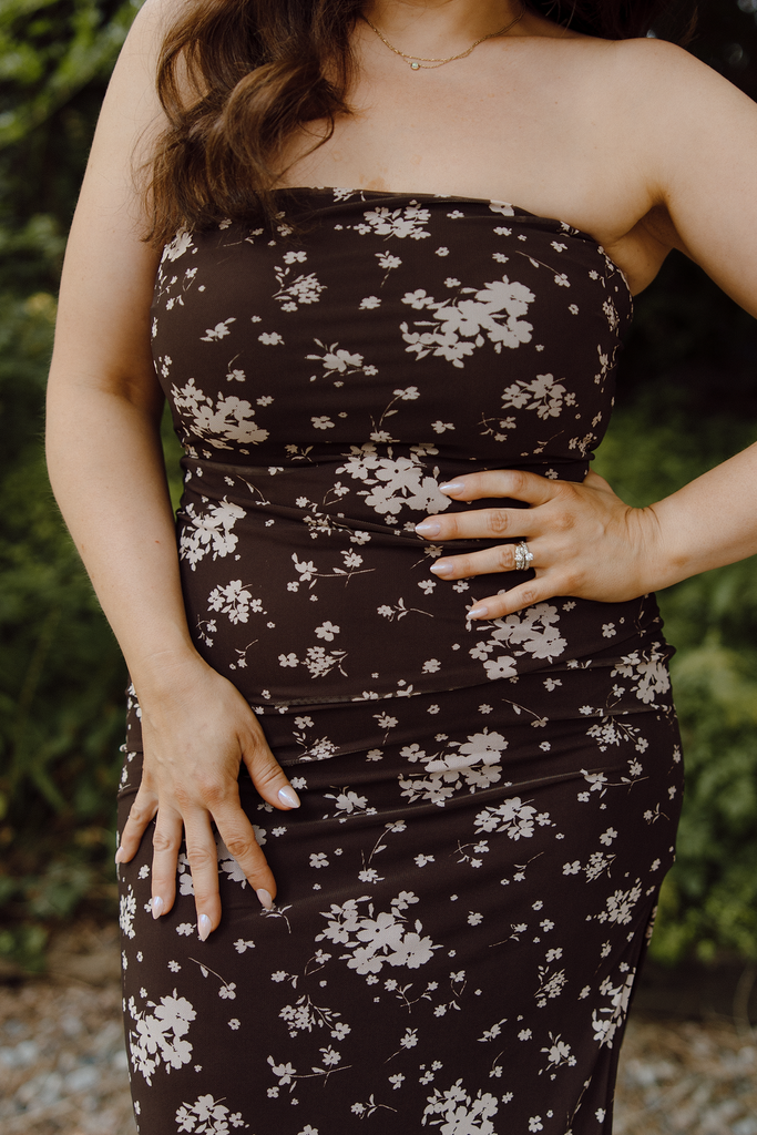 Brown Strapless Dress