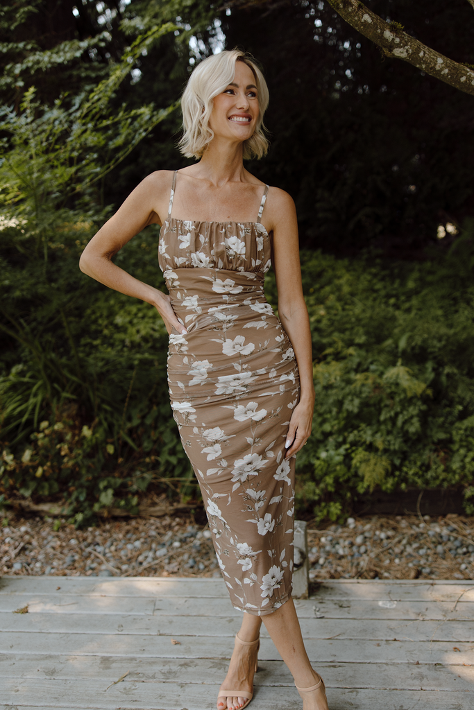 Square Neck Fitted Maxi - Taupe