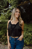 Lace Tank with Side Tie - Black