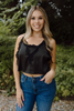 Lace Tank with Side Tie - Black