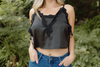 Lace Tank with Side Tie - Black