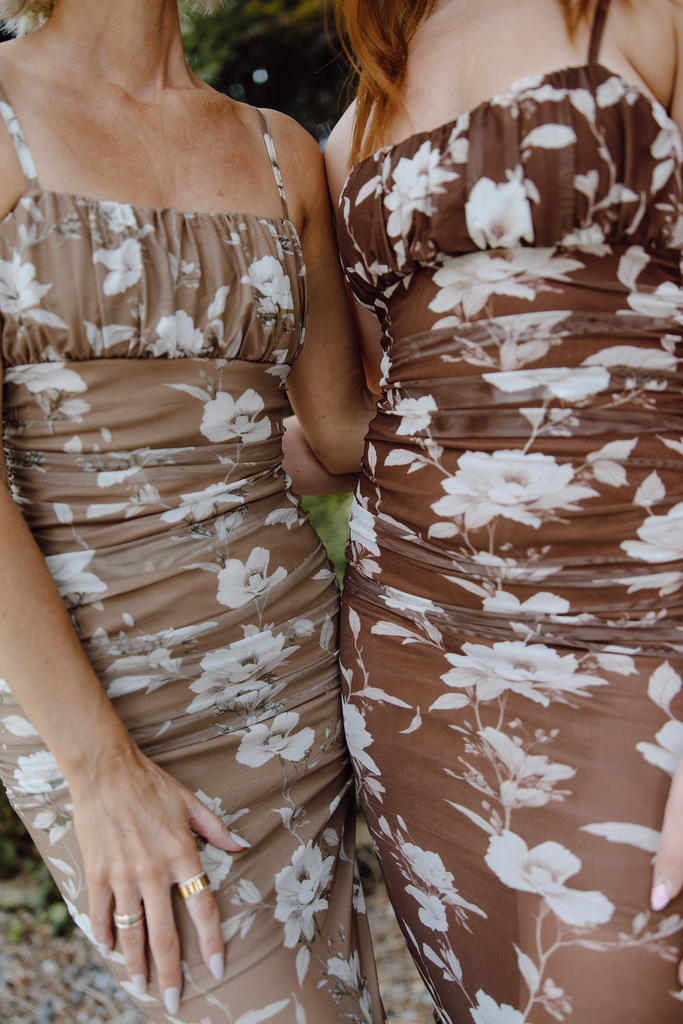 Square Neck Fitted Maxi - Brown