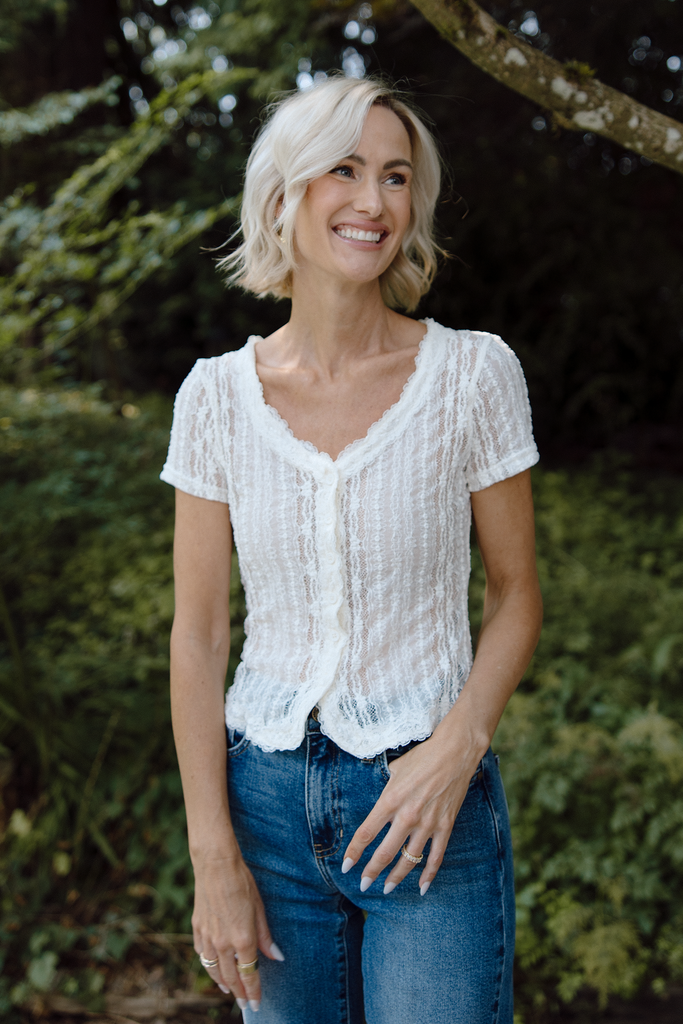 Sheer Button Up - Ivory