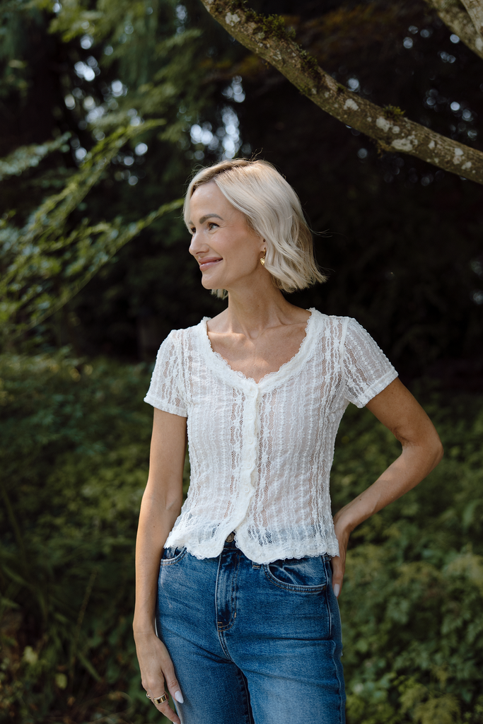 Sheer Button Up - Ivory