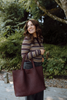 Striped Button Knit - Taupe/Burgundy