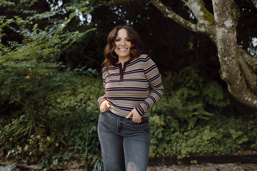 Striped Button Knit - Taupe/Burgundy