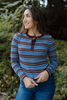 Striped Button Knit - Blue/Burgundy