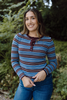 Striped Button Knit - Blue/Burgundy