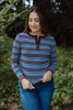 Striped Button Knit - Blue/Burgundy